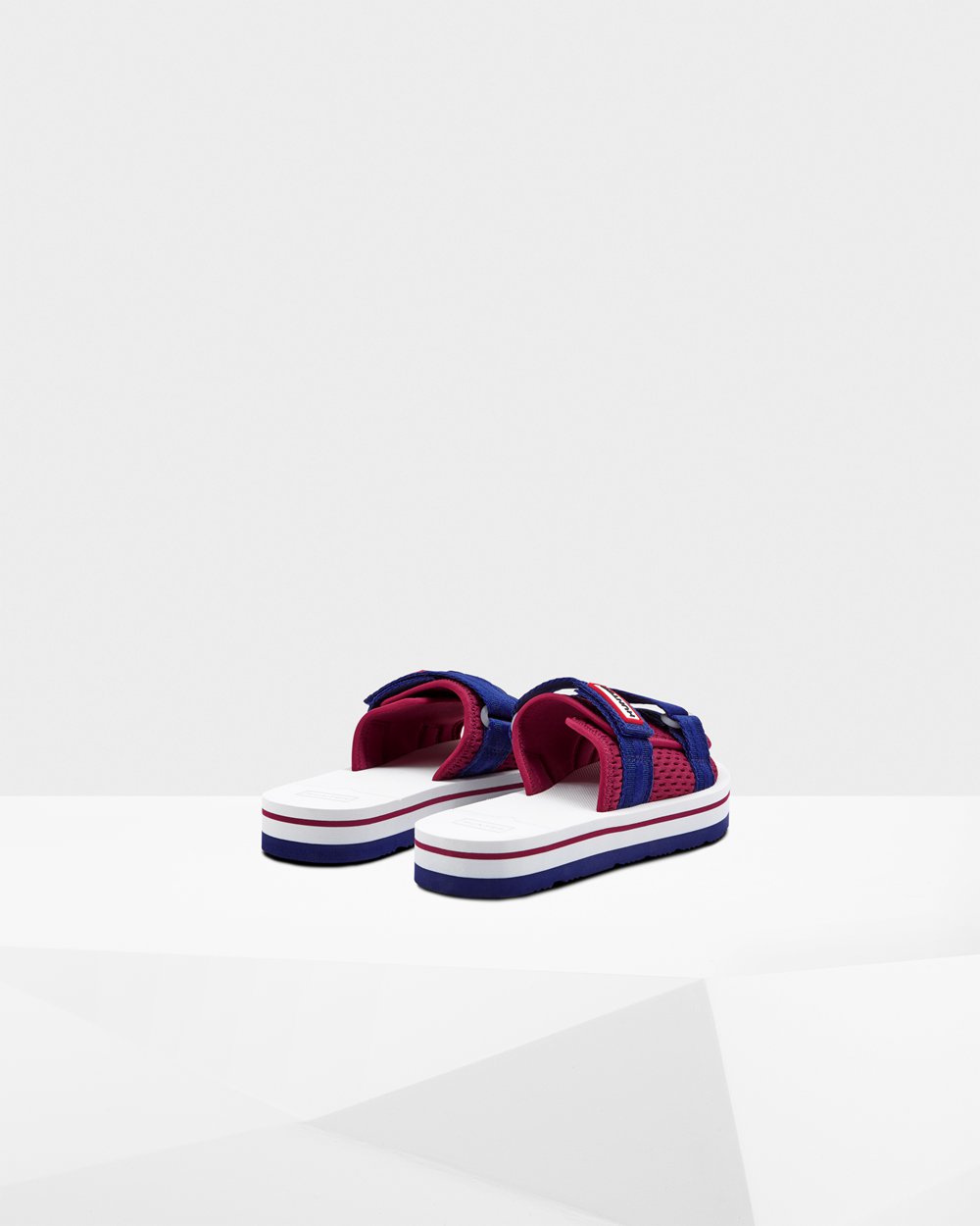 Hunter Badesandaler Dame Hvide/Rød/Blå | Original Flatform Beach | POMKZ-4962